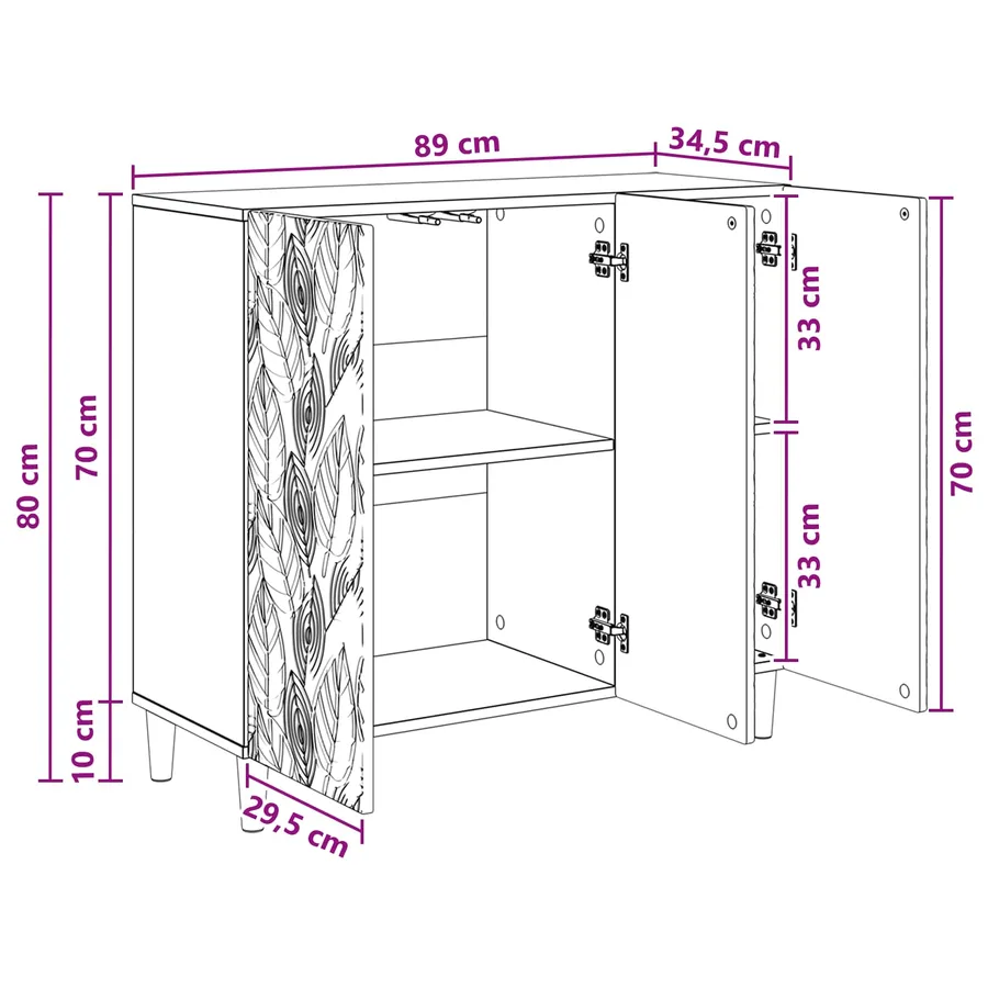 Buffet Blanc brillant 89 x 34,5 x 80 cm Bois d'ingénierie - 11