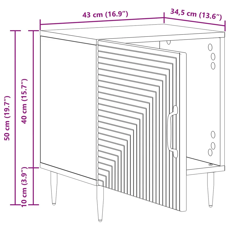 Cabinet de chevet 2 pcs Noir 43 x 34,5 x 50 cm - 13