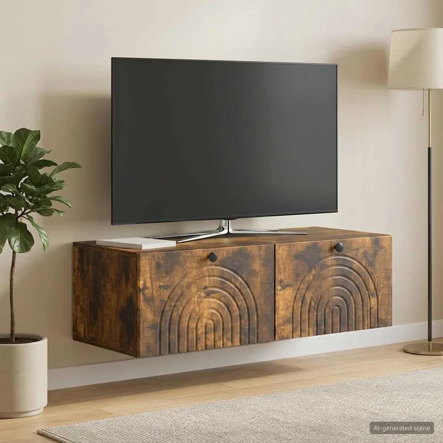 Meuble TV mural Chêne fumé 99 x 41 x 30 cm Bois d'ingénierie