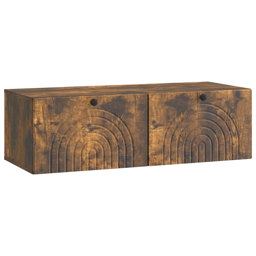 Meuble TV mural Chêne fumé 99 x 41 x 30 cm Bois d'ingénierie - 2