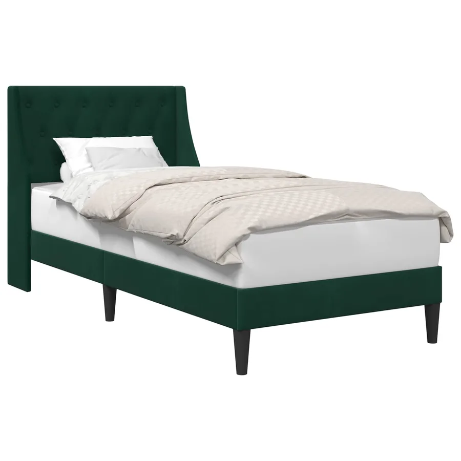 Cadre de lit avec tête de lit Vert foncé 100 x 200 cm Velours - 2