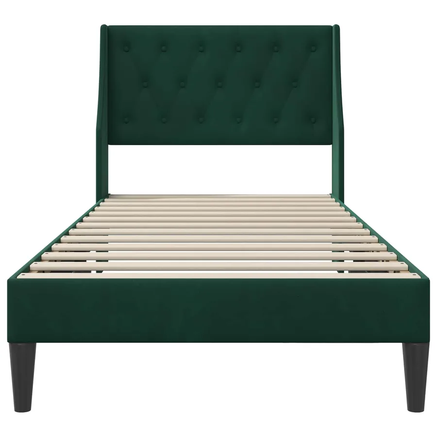Cadre de lit avec tête de lit Vert foncé 100 x 200 cm Velours - 4