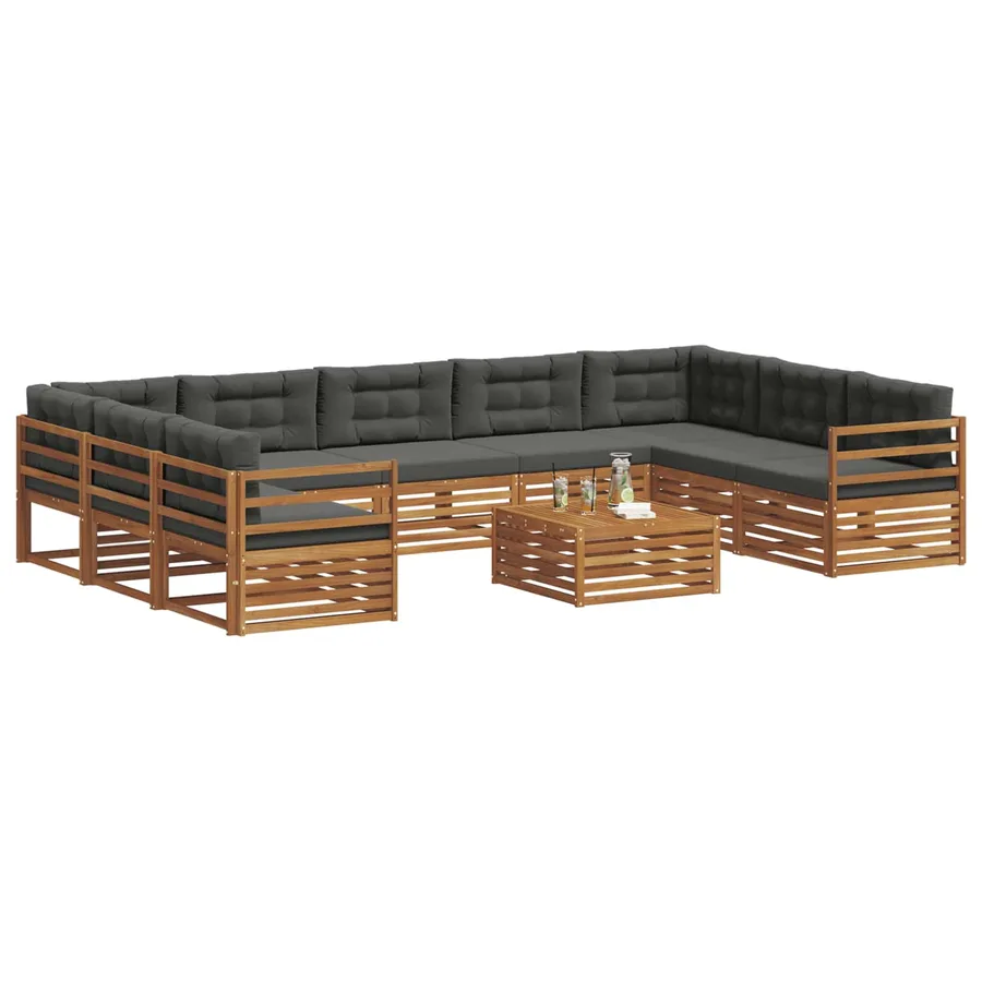 Ensemble de canapés d'extérieur 10 pcs Naturel et Anthracite - 3