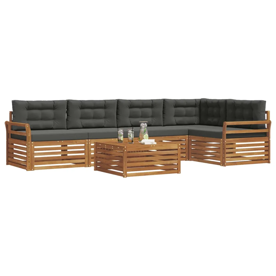 Ensemble de canapés d'extérieur 6 pcs Naturel et Anthracite - 3