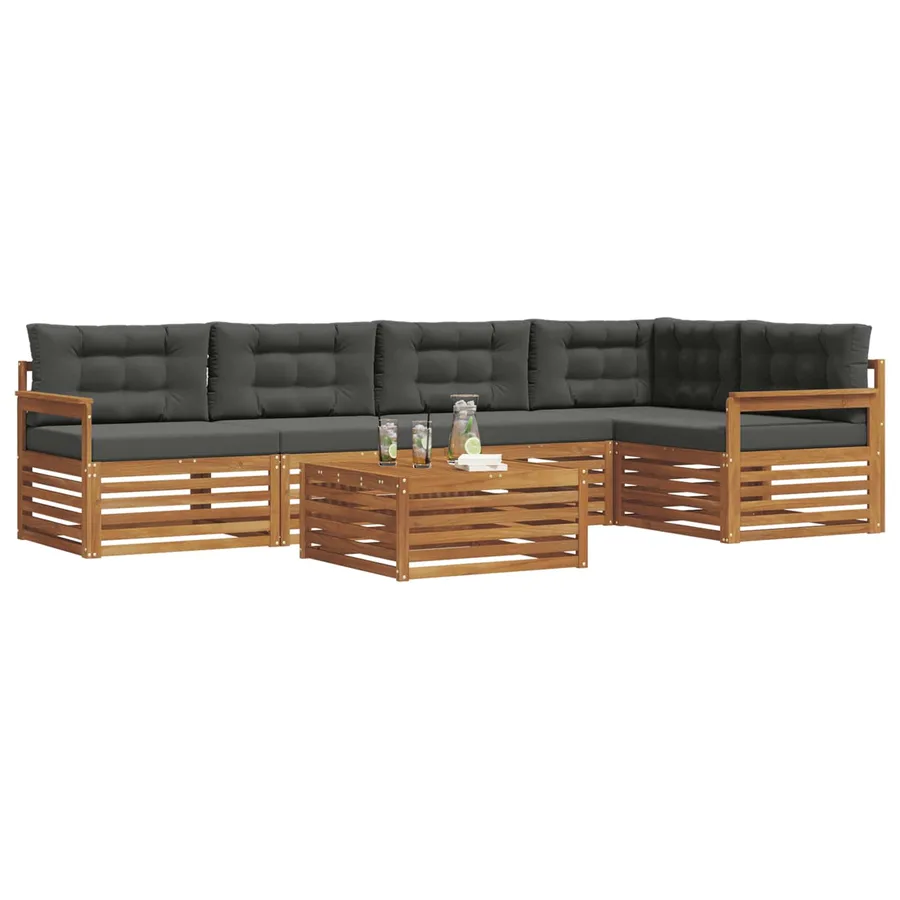 Ensemble de canapés d'extérieur 6 pcs Naturel et Anthracite - 3