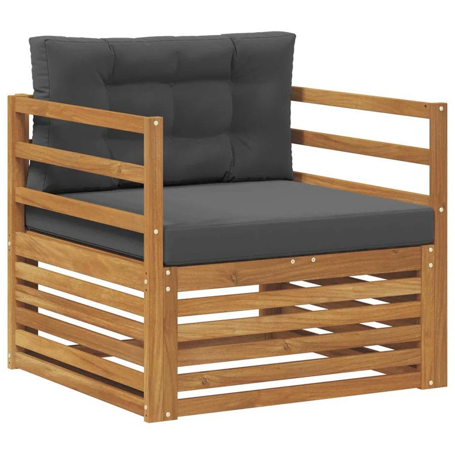 Canapé d’extérieur Bois d'acacia massif et polyester - 2