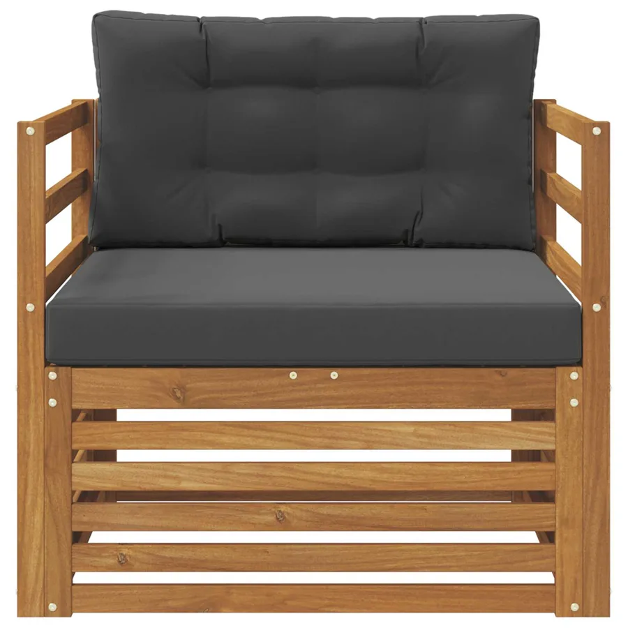 Canapé d’extérieur Bois d'acacia massif et polyester - 3