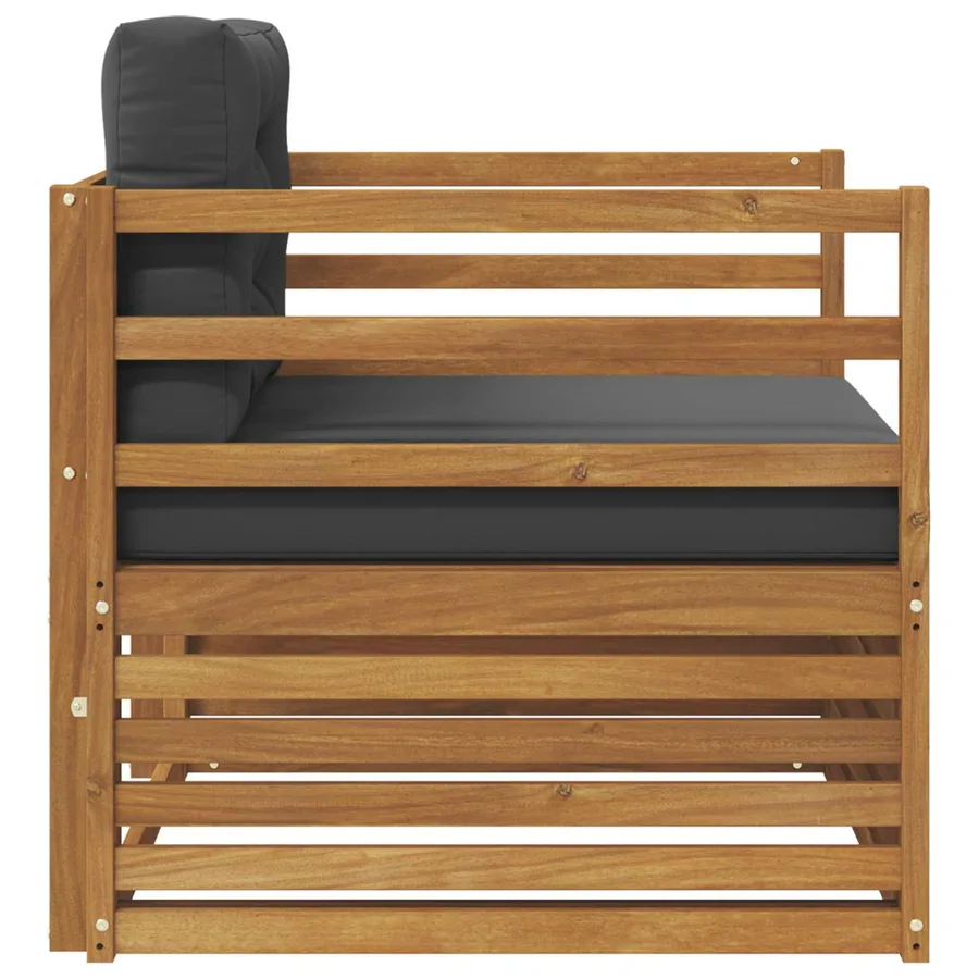Canapé d’extérieur Bois d'acacia massif et polyester - 4