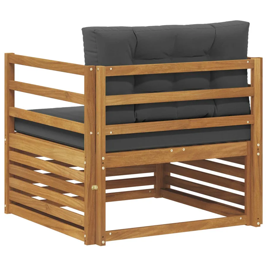 Canapé d’extérieur Bois d'acacia massif et polyester - 5