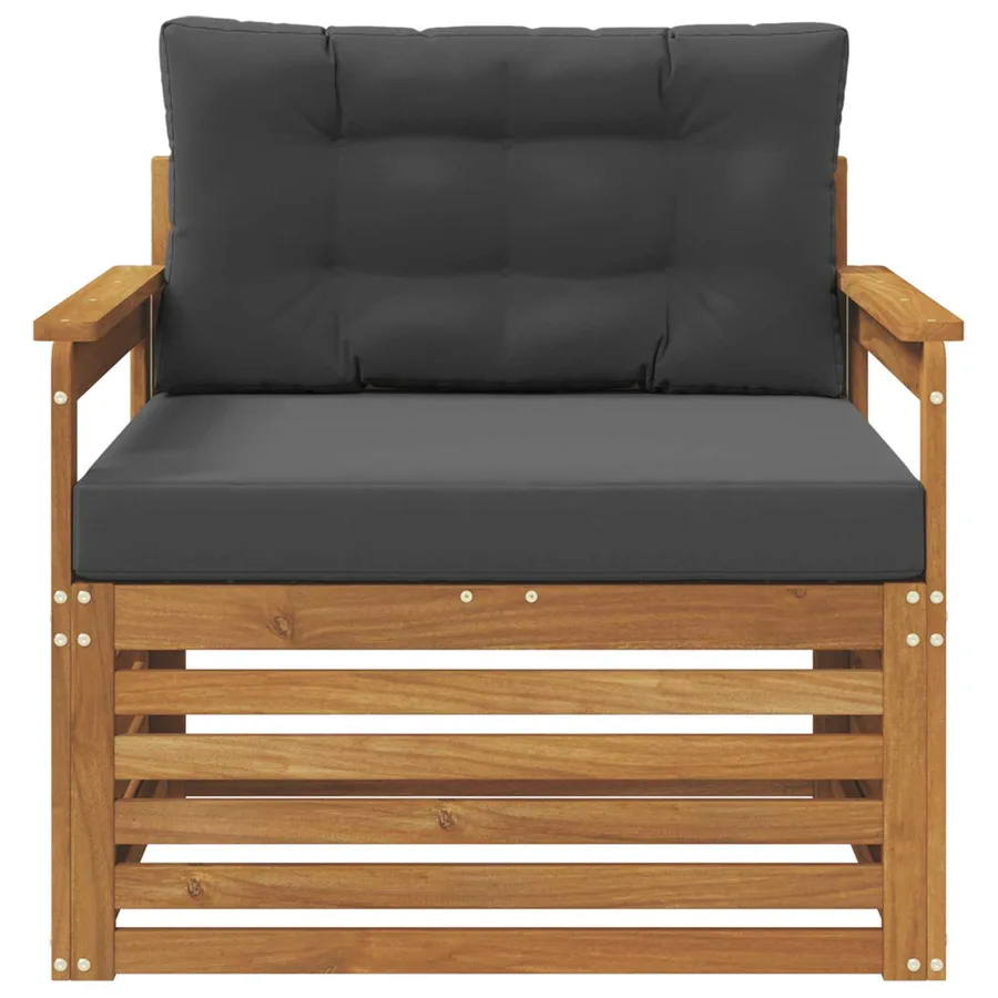 Canapé d’extérieur Bois d'acacia massif et polyester - 3
