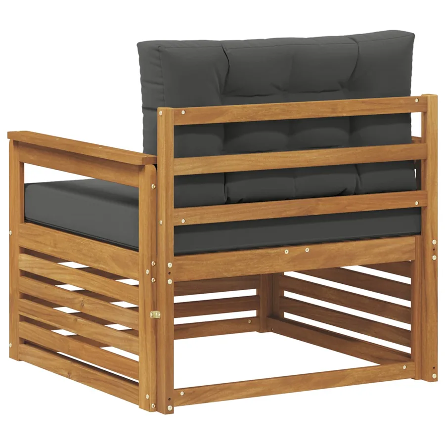 Canapé d’extérieur Bois d'acacia massif et polyester - 5