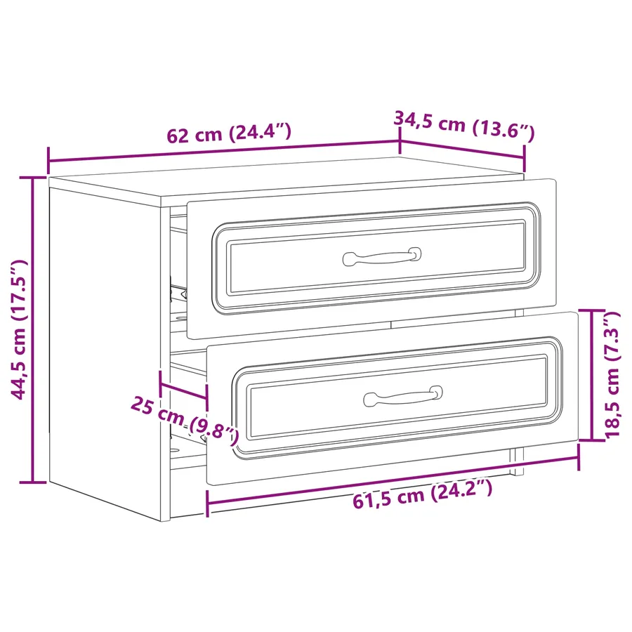 Cabinet de chevet avec tiroir Sonoma gris 62 x 34,5 x 44,5 cm - 10