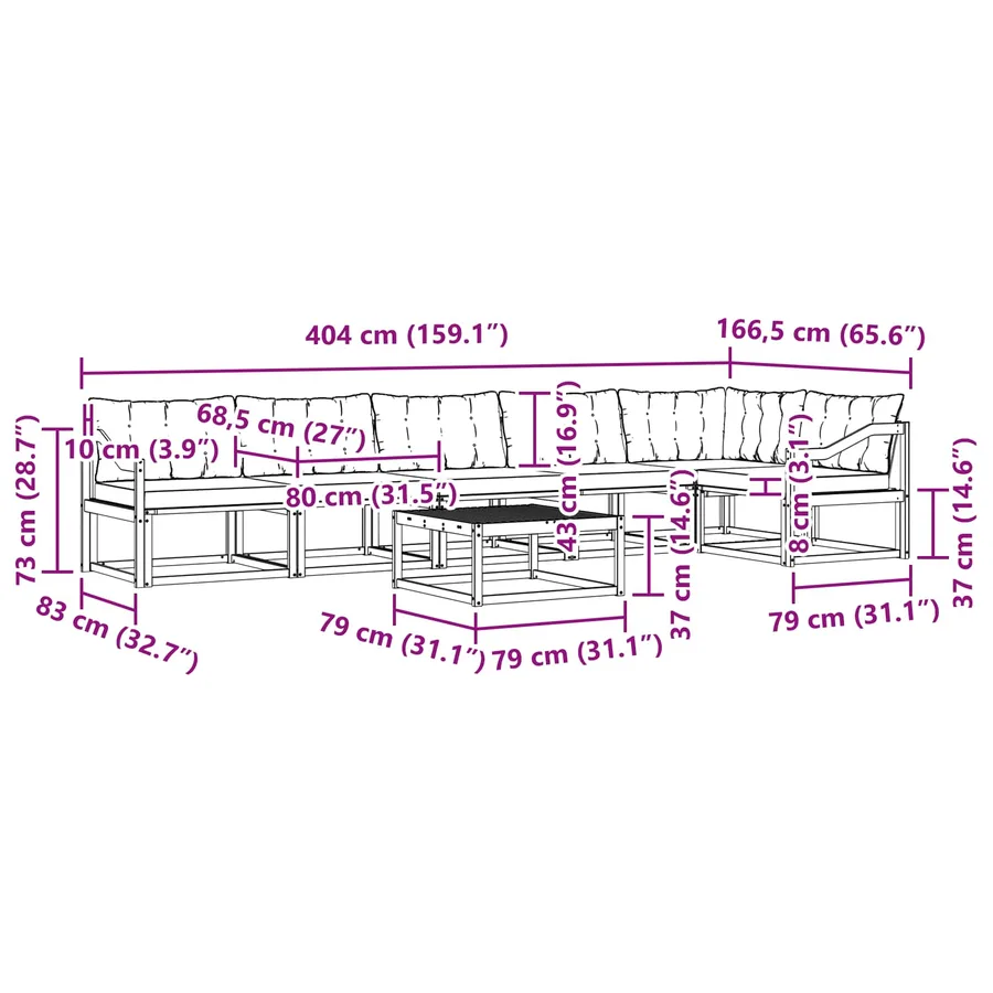 Ensemble de canapés d'extérieur 7 pcs Naturel et Beige - 14