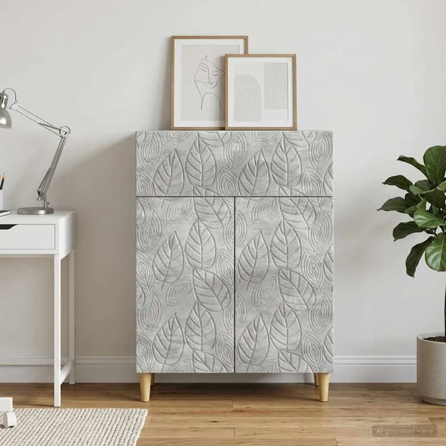 Buffet Gris béton 66 x 34,5 x 90 cm Bois d'ingénierie - 3