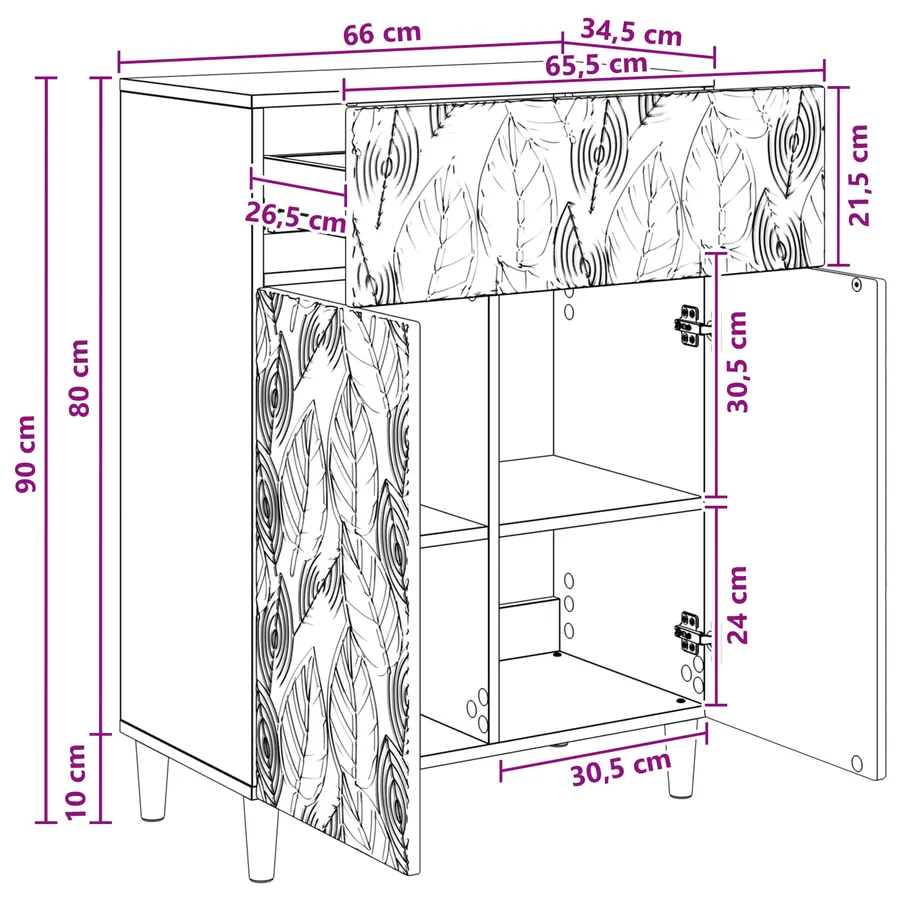 Buffet Gris béton 66 x 34,5 x 90 cm Bois d'ingénierie - 9