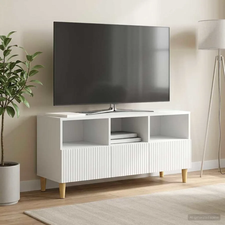 Meuble TV Blanc 102 x 34,5 x 50 cm Bois d'ingénierie