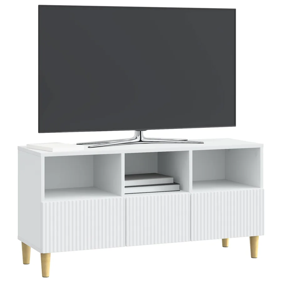 Meuble TV Blanc 102 x 34,5 x 50 cm Bois d'ingénierie - 3