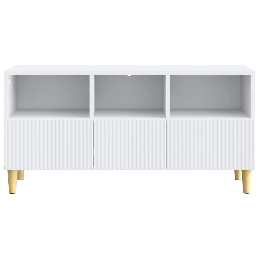 Meuble TV Blanc 102 x 34,5 x 50 cm Bois d'ingénierie - 6