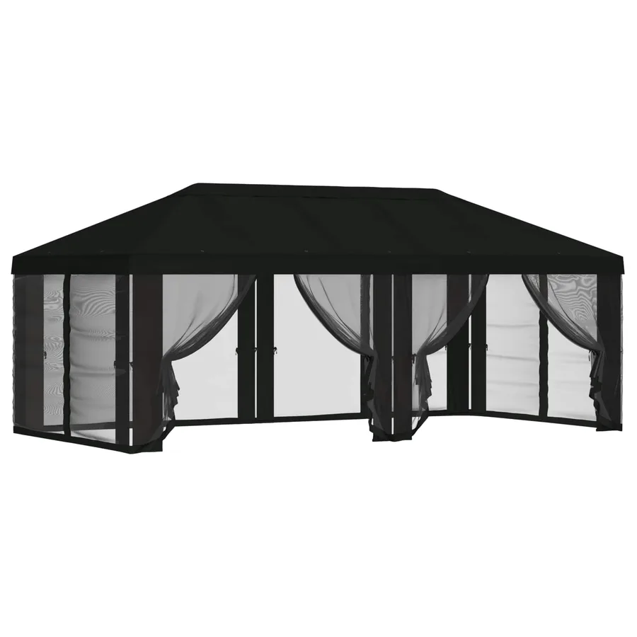 Housse de tonnelle avec murs latéraux 6 x 3 m Noir Polyester - 2