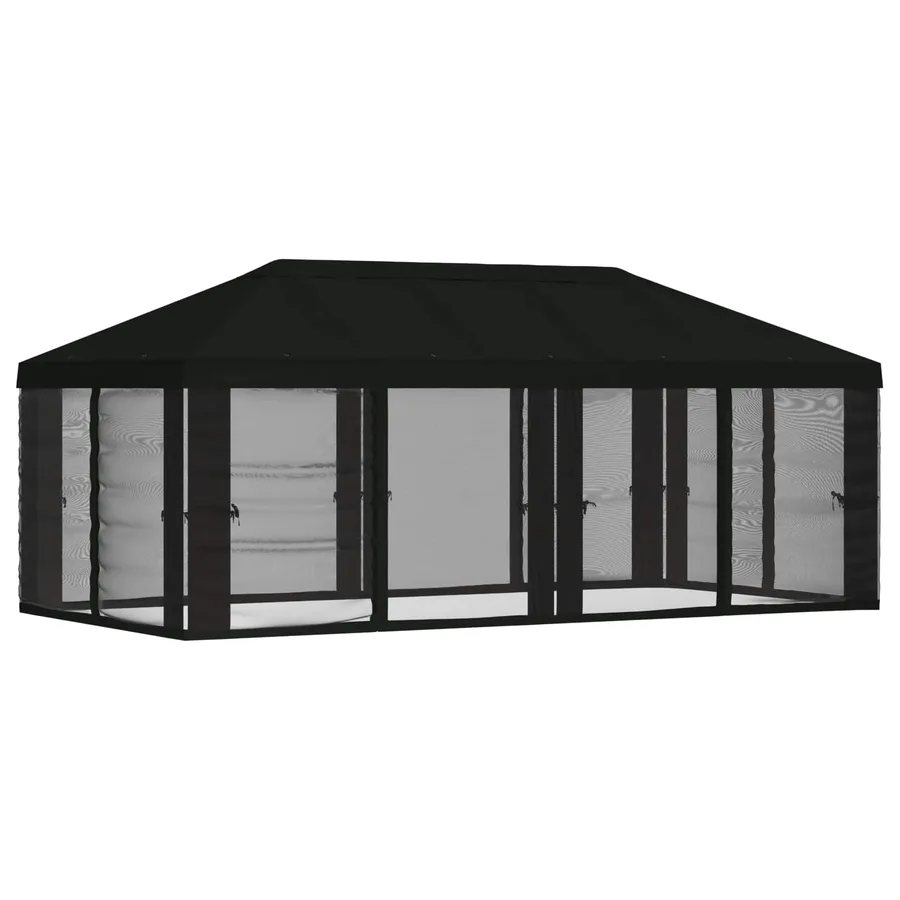 Housse de tonnelle avec murs latéraux 6 x 3 m Noir Polyester - 3