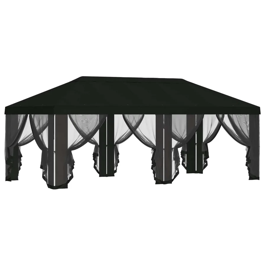 Housse de tonnelle avec murs latéraux 6 x 3 m Noir Polyester - 4