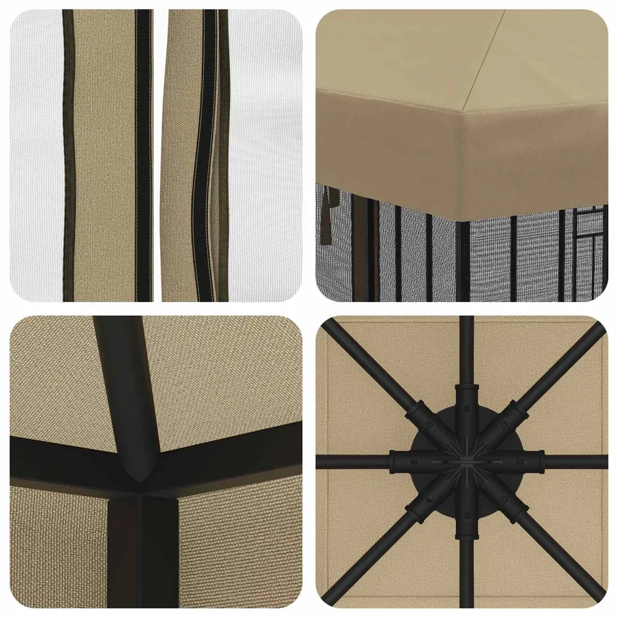 Housse de tonnelle avec murs latéraux 6 x 3 m Beige Polyester - 7