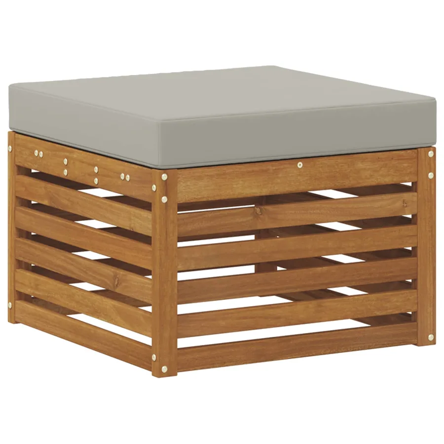 Pouf d'Extérieur Bois d'Acacia Massif Naturel - 2