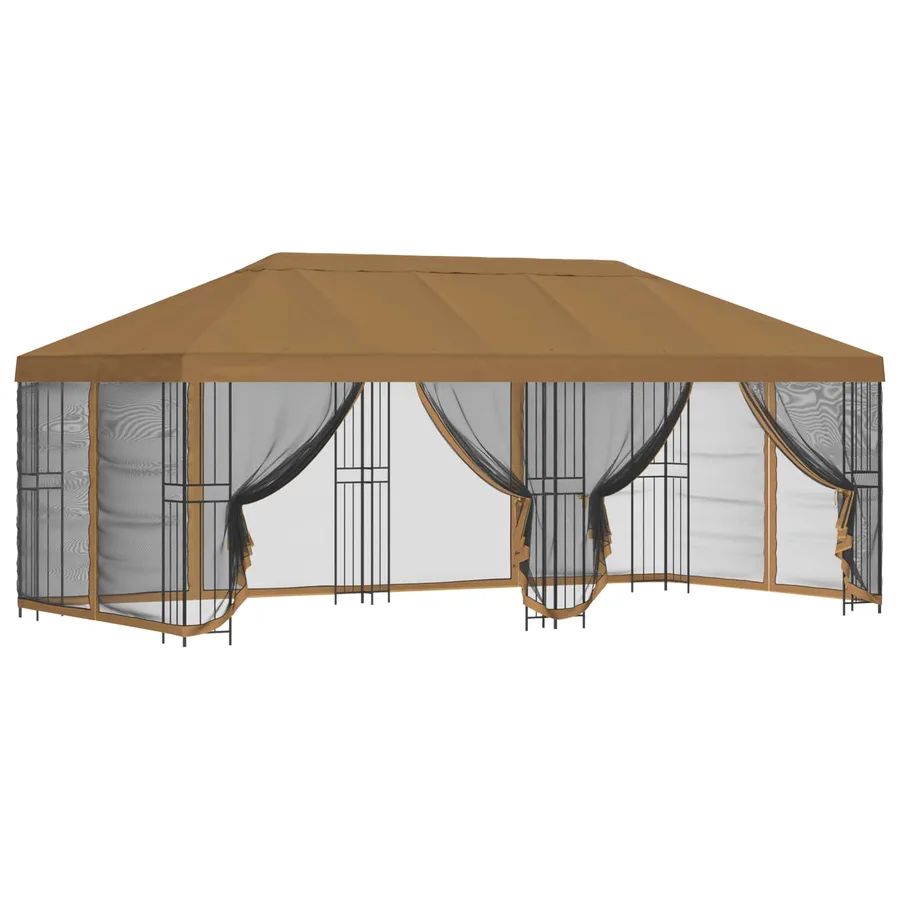 Gazebo avec murs latéraux 6 x 3 m Beige Polyester et Acier 190 - 2