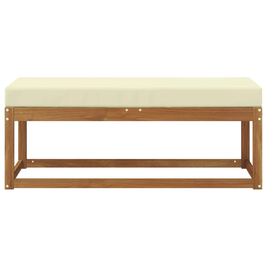 Banc de jardin avec coussin Naturel et Crème 115 x 43 x 45 cm - 3
