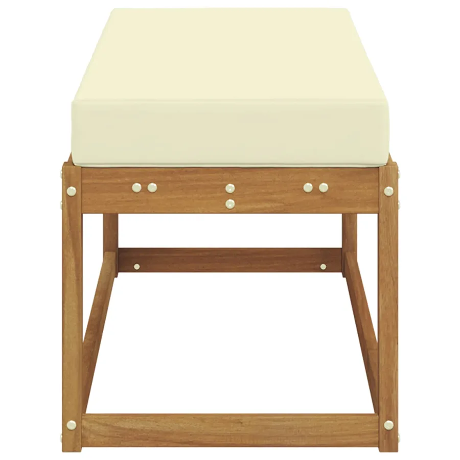 Banc de jardin avec coussin Naturel et Crème 115 x 43 x 45 cm - 4