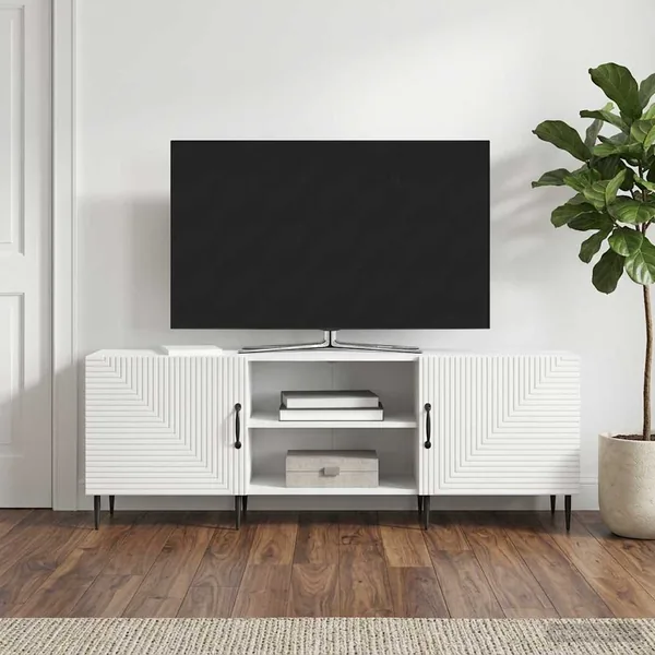 Meuble TV Blanc brillant 150 x 31 x 50 cm Bois d'ingénierie