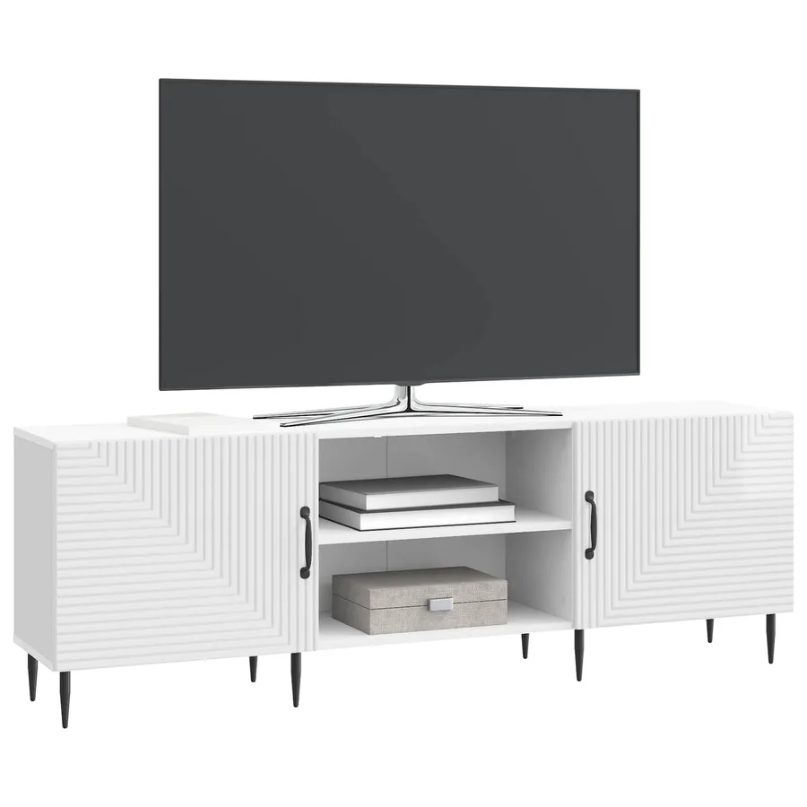Meuble TV Blanc brillant 150 x 31 x 50 cm Bois d'ingénierie - 3