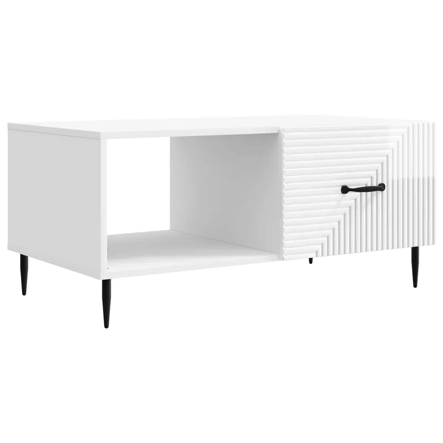 Table basse Blanc brillant 90 x 50 x 40 cm Bois d'ingénierie - 2