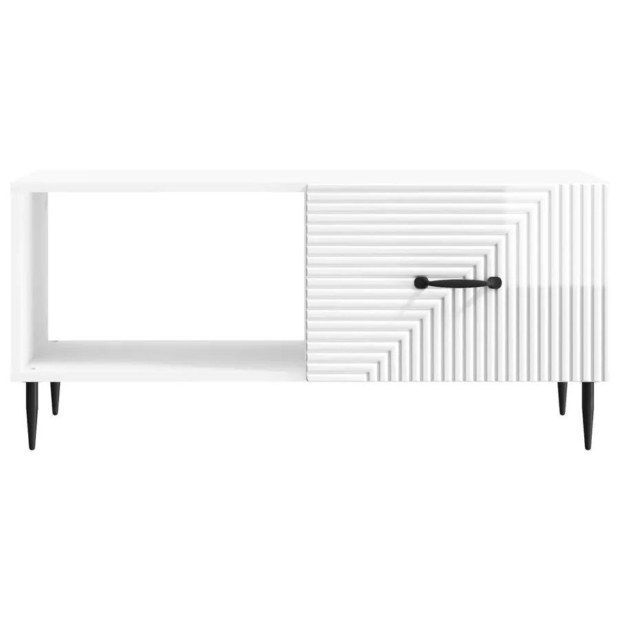 Table basse Blanc brillant 90 x 50 x 40 cm Bois d'ingénierie - 5