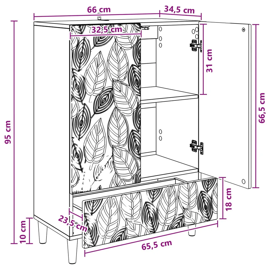 Buffet Gris béton 66 x 34,5 x 95 cm Bois d'ingénierie - 10