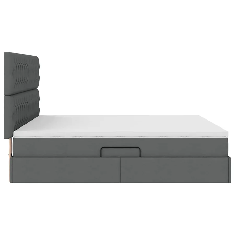 Lit de Rangement avec tête de lit Gris foncé 200 x 200 cm Tissu - 11