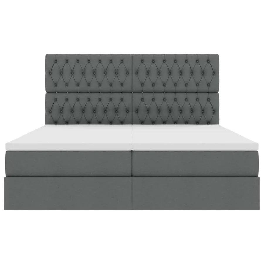 Lit de Rangement avec tête de lit Gris foncé 200 x 200 cm Tissu - 8