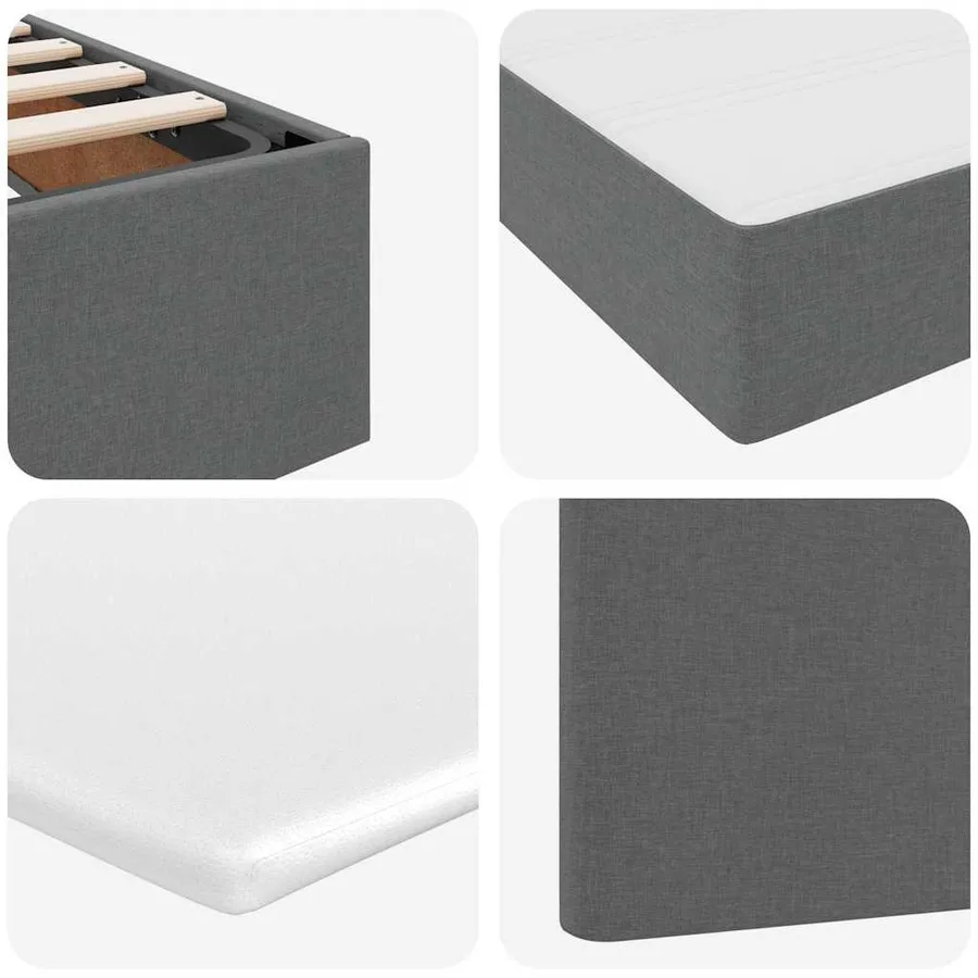 Lit de Rangement avec tête de lit Gris foncé 200 x 200 cm Tissu - 13