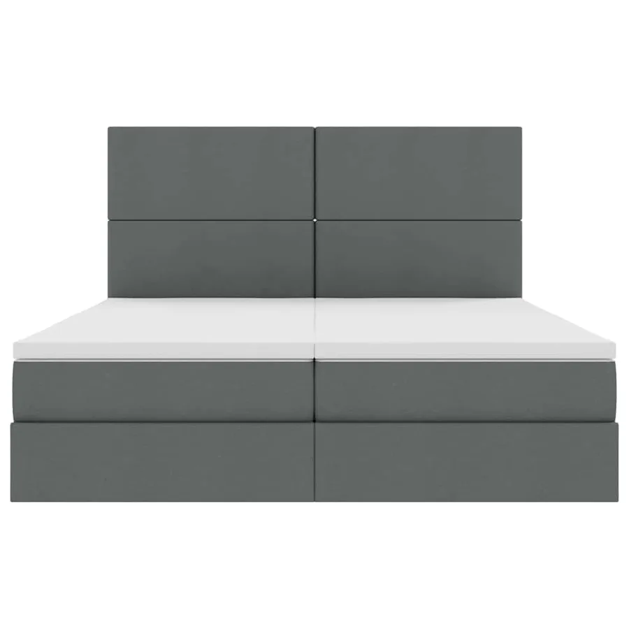 Lit de Rangement avec tête de lit Gris foncé 200 x 200 cm Tissu - 8