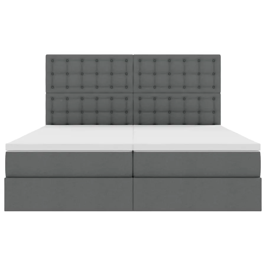 Lit de Rangement avec tête de lit Gris foncé 200 x 200 cm Tissu - 10
