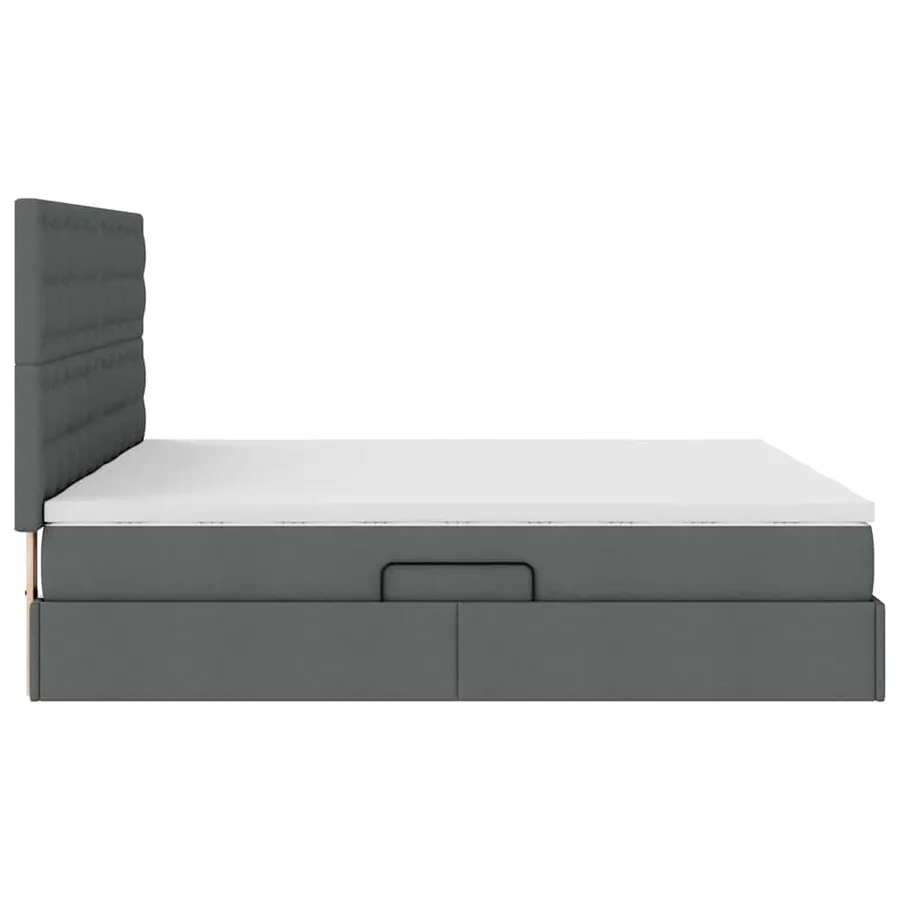 Lit de Rangement avec tête de lit Gris foncé 200 x 200 cm Tissu - 11