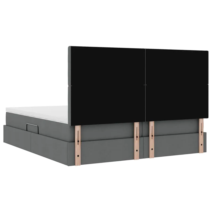 Lit de Rangement avec tête de lit Gris foncé 200 x 200 cm Tissu - 12