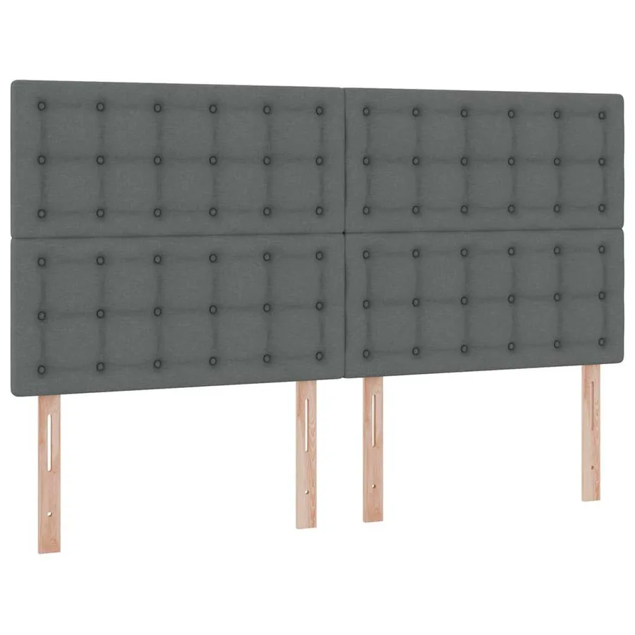 Lit de Rangement avec tête de lit Gris foncé 200 x 200 cm Tissu - 9