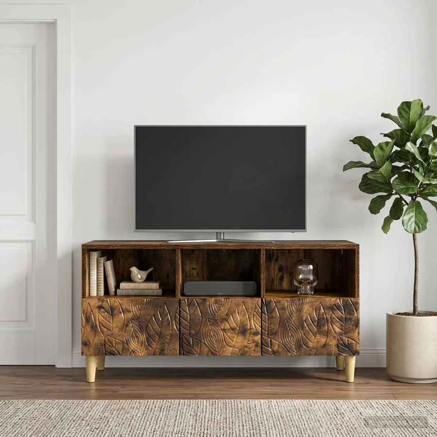 Meuble TV 102 x 34,5 x 50 cm Chêne fumé Bois d'ingénierie - 3