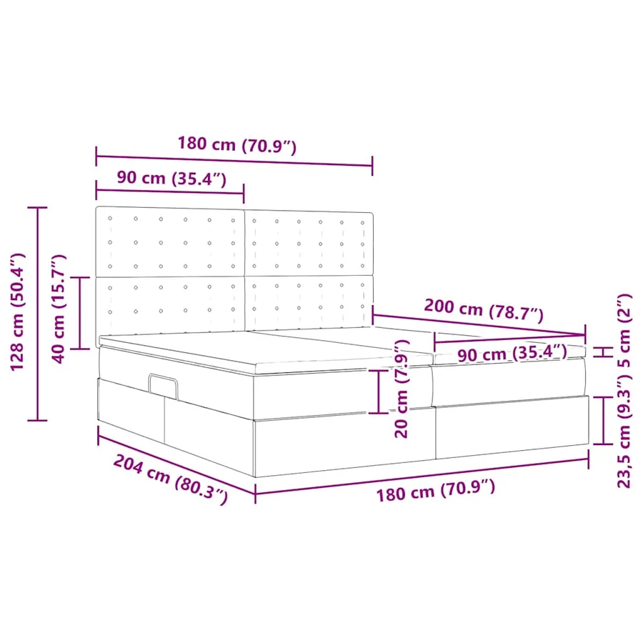 Lit de rangement LED avec matelas Bleu 180 x 200 cm Tissu - 18