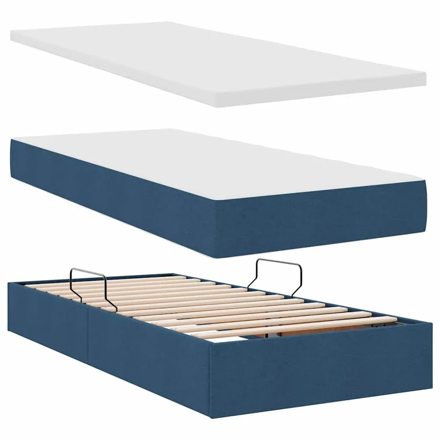 Lit de rangement LED avec matelas Bleu 180 x 200 cm Tissu - 9