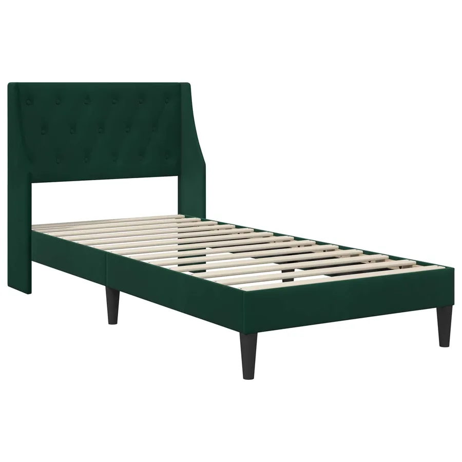 Cadre de lit avec matelas Vert foncé 100 x 200 cm Velours - 4