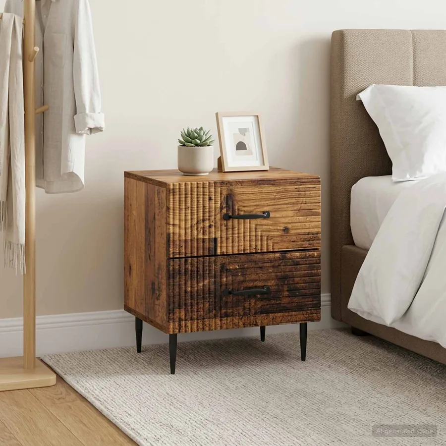 Cabinet de chevet 2 pcs Bois ancien 43 x 34,5 x 47,5 cm