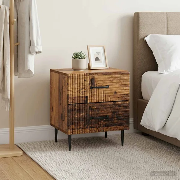 Cabinet de chevet 2 pcs Bois ancien 43 x 34,5 x 47,5 cm