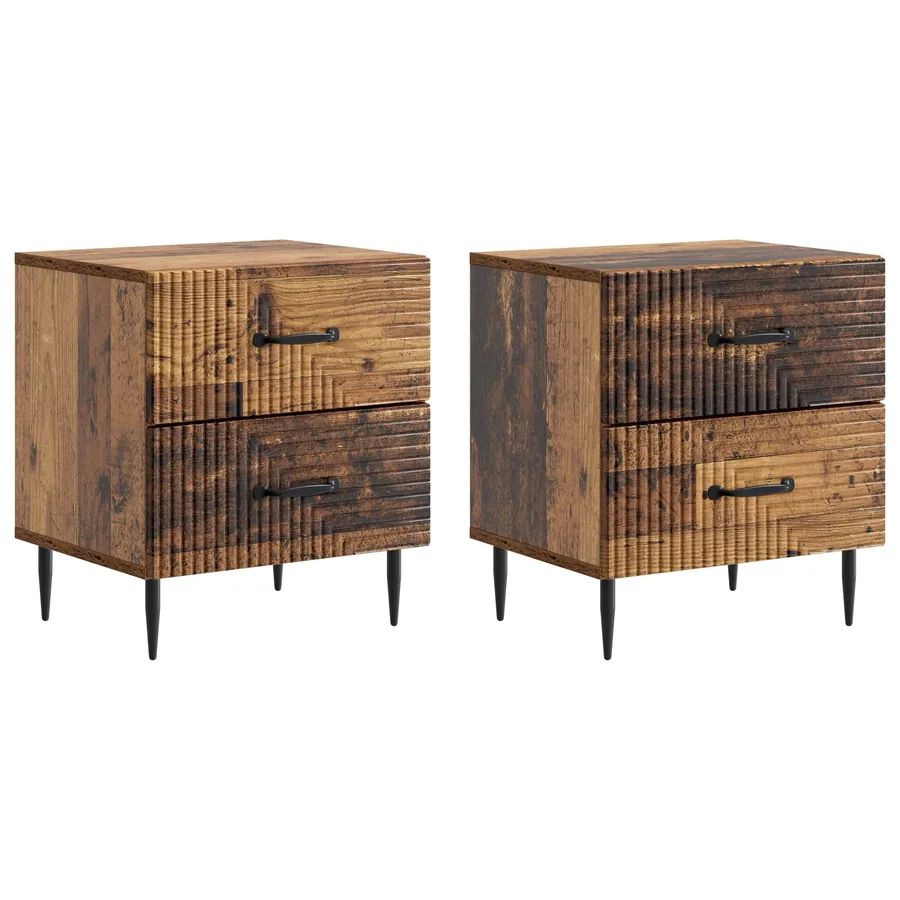 Cabinet de chevet 2 pcs Bois ancien 43 x 34,5 x 47,5 cm - 2